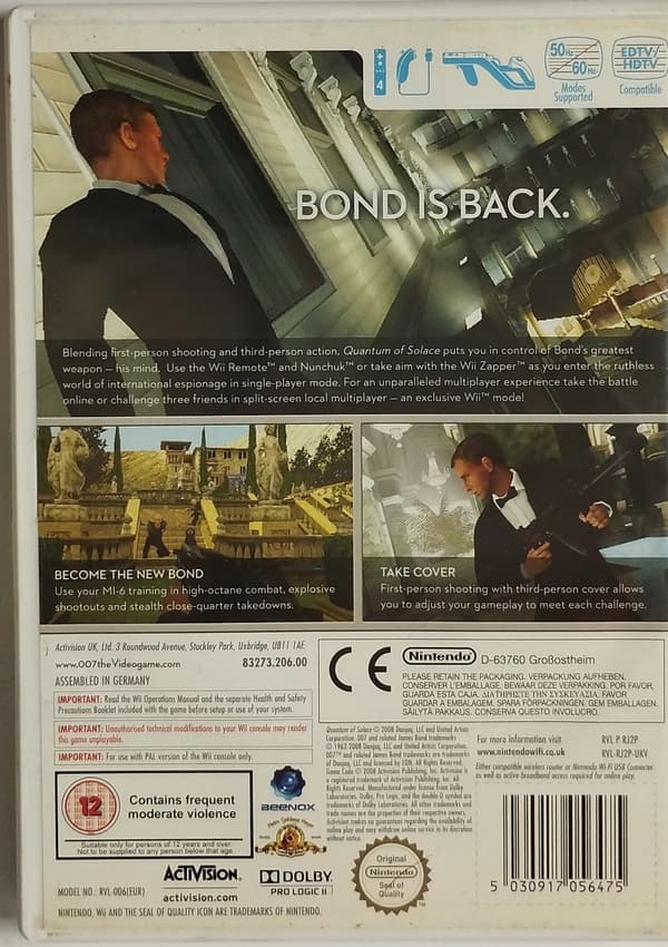 007 Quantum of Solace for Nintendo Wii