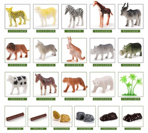 WILD SAFARI ANIMALS FIGURINE SET – 58 PIECES