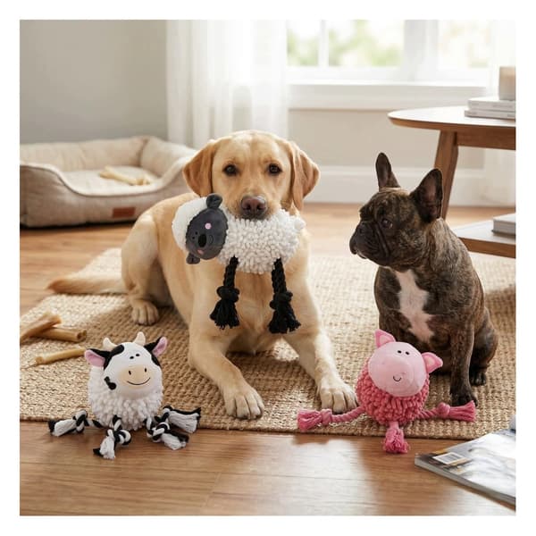 Dog toy – plush pig with hard legs – large
