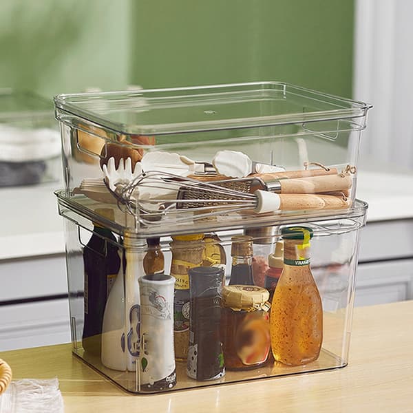 VERSATILE STORAGE BOX WITH LID, TRANSPARENT