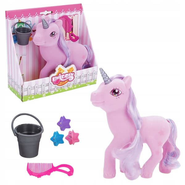 PINK FLOCKED HORSE WITH ASKATO ACCESSORIES