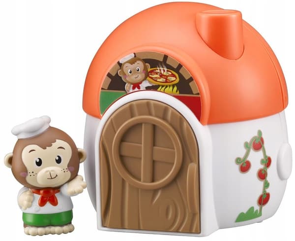 CHLOROPHYLL MINI PIZZERIA – MUSHROOM-SHAPED RESTAURANT + MONKEY FIGURINE