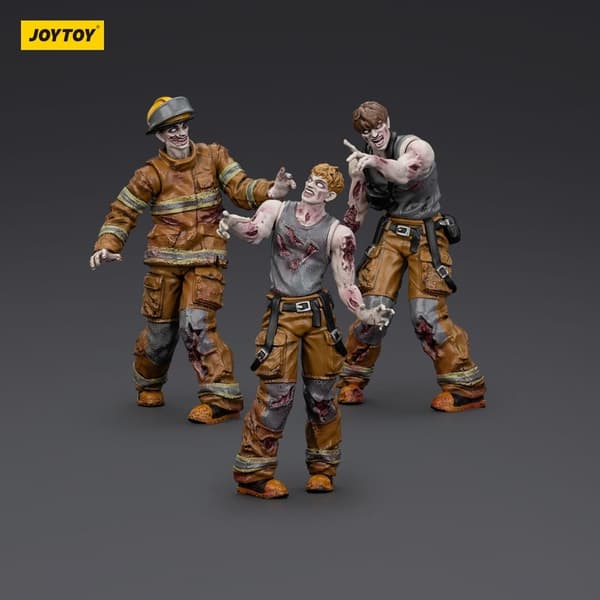 Dark Source Zombie Action Figures: 3-Pack of Firefighters, 8 cm - Small