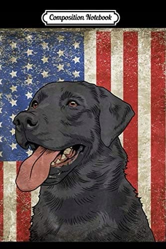 Composition Notebook: Black Labrador Retriever, American Flag, USA, Duck Hunt