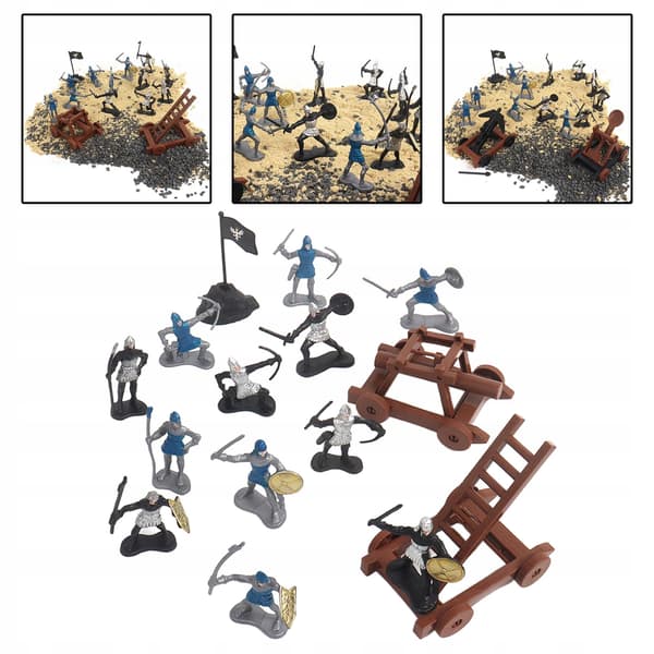 15 Ancient Soldier Figures: Warriors with Swords, Shields and a Flag from A