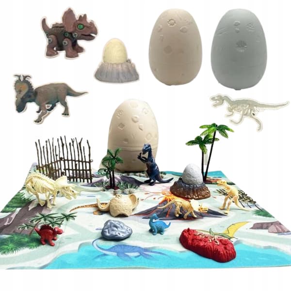 SURPRISE DINOSAUR EGG SET, FIGURINES, PLAY MAT, DINOSAUR SET, PLAY MAT