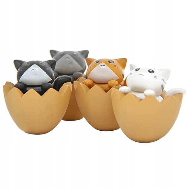 4 REALISTIC CAT FIGURINES, MINI PVC DECORATIONS