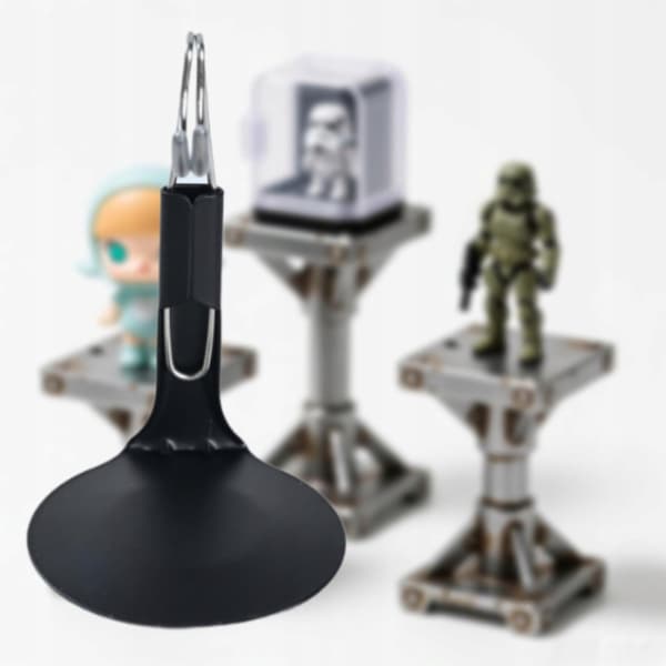 Action figure display stand – Adjustable metal frame – Portable doll stand – M – Black