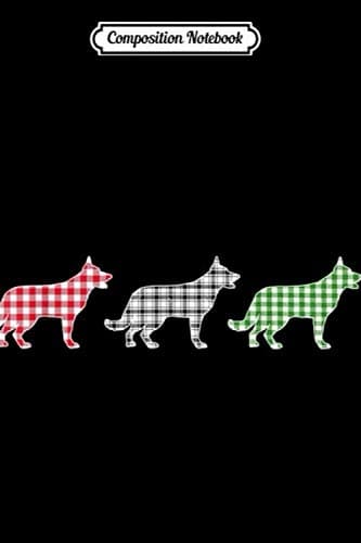 Composition Notebook: German Shepherd Red Plaid Matching Christmas Pyjamas