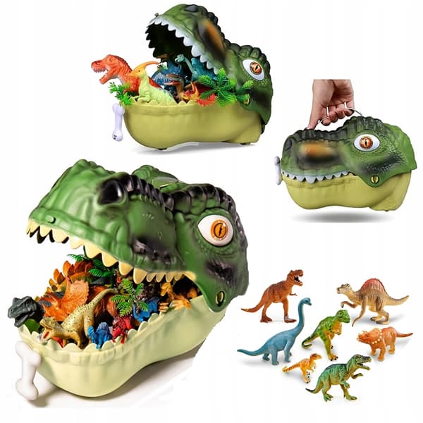 DINOSAURS – LARGE SET: T-REX DINOSAUR FIGURES – Dino Park – SUITCASE