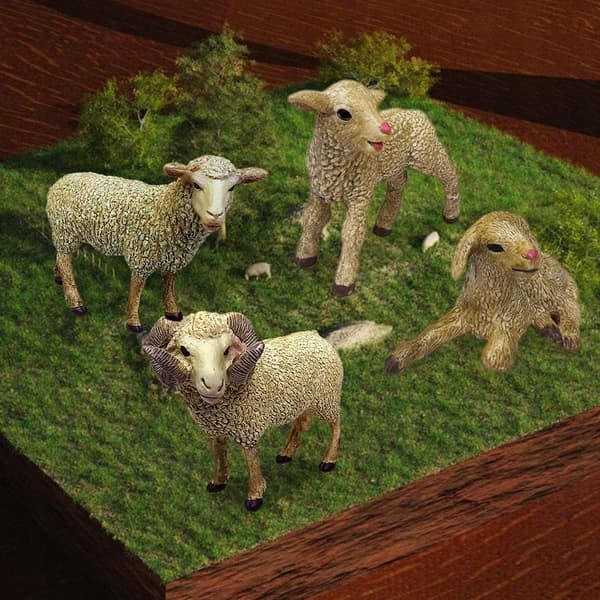 Lifelike Animal Model, educational mini figurines – Miniature Models: 4 sheep