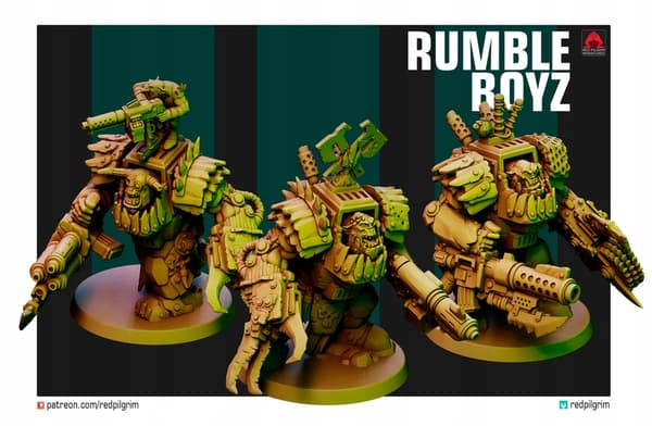 ORK RUMBLE BOYZ x3 Red Pilgrim Miniatures