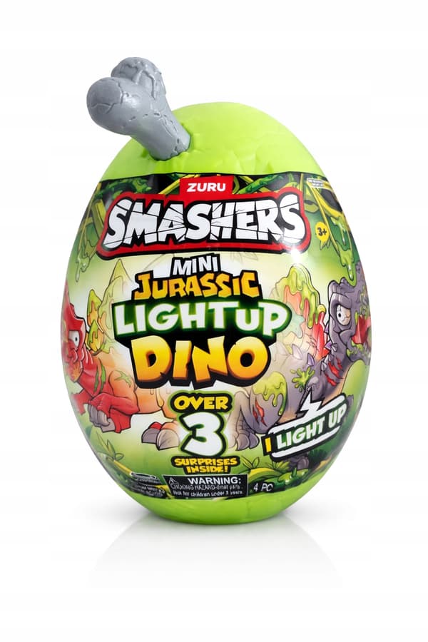 ZURU SMASHERS Jurassic Light-Up Dino 3 Surprises SURPRISE EGG 3+