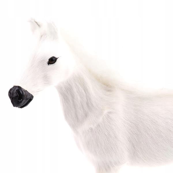 Simulation of a White Plush Stuffed Horse (Pet)