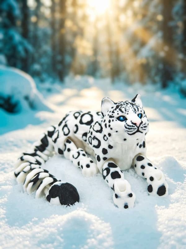 SNOW LEOPARD 3D MOVING ANTI-STRESS TOY, 25 CM