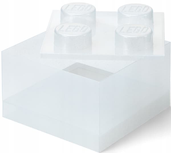 LEGO STORAGE BOX FOR BUILDING BLOCKS, 4-PIECE SET, TRANSPARENT GREY WITH GLITTER