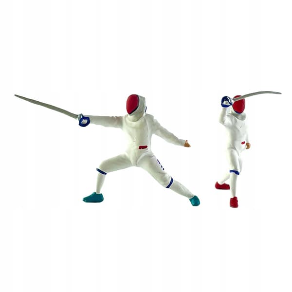 2 miniature fencing pose figurines – Collectable white figurines