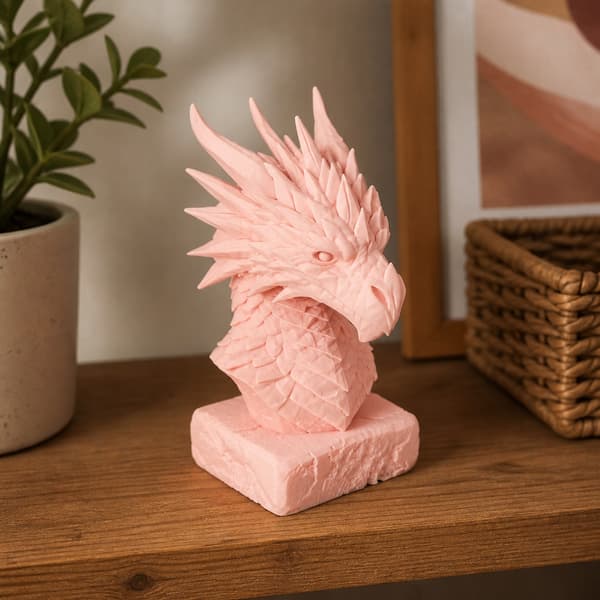 DRAGON BUST FIGURINE ON A BASE – FANTASY DECORATION – MANY COLOURS