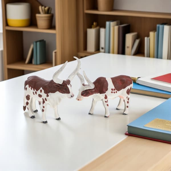 2 DECORATIVE COW FIGURINES, PLASTIC EDUCATIONAL MODELS
