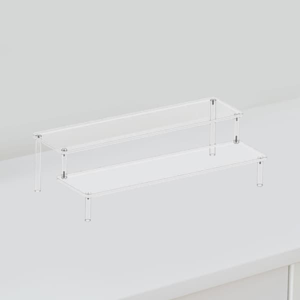 Acrylic Display Shelf – Riser Doll Clay Figurine Display – 2-Tier Wedding Tray