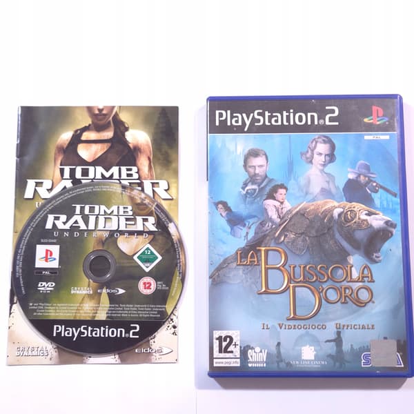 2 GAMES / TOMB RAIDER UNDERWORLD + THE GOLDEN COMPASS / PS2