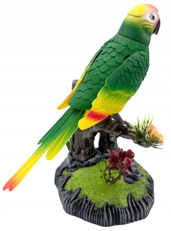 Singing parrot, interactive battery-operated parrot, interactive bird.