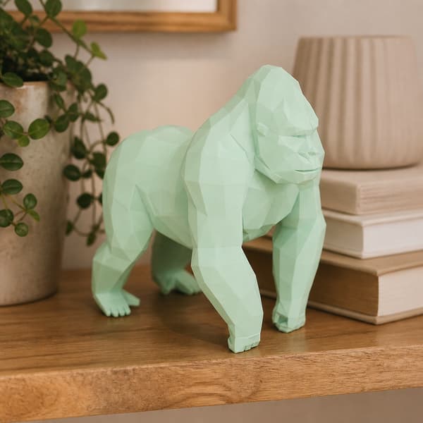 LOW-POLY GORILLA FIGURINE – HOME DECOR FOR A SHELF – MANY COLOURS