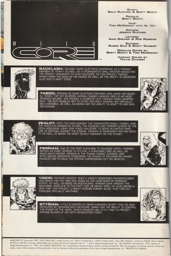 WILD CORE 1/97 Comic Canada