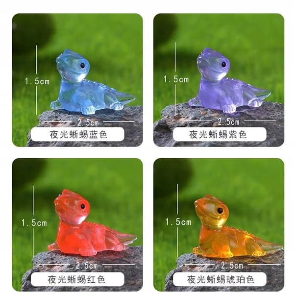 COLOURFUL SMALL FIGURINES – DECORATIVE LIZARDS (50 PIECES) – GLOW IN THE DARK
