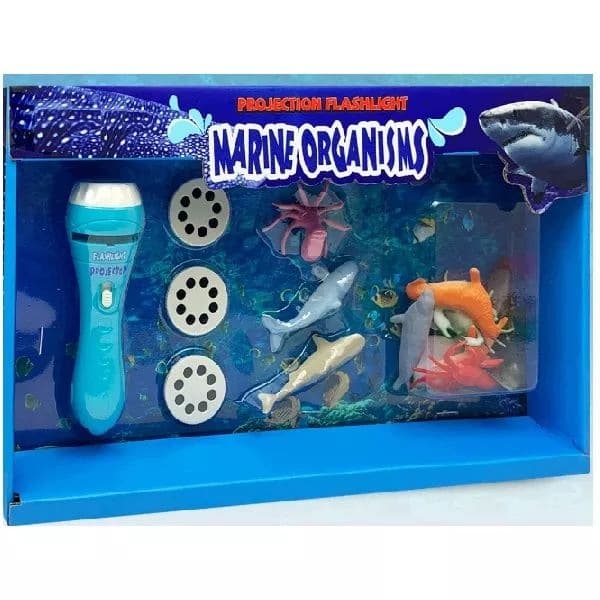 Projector torch with animal figurines – sea creatures