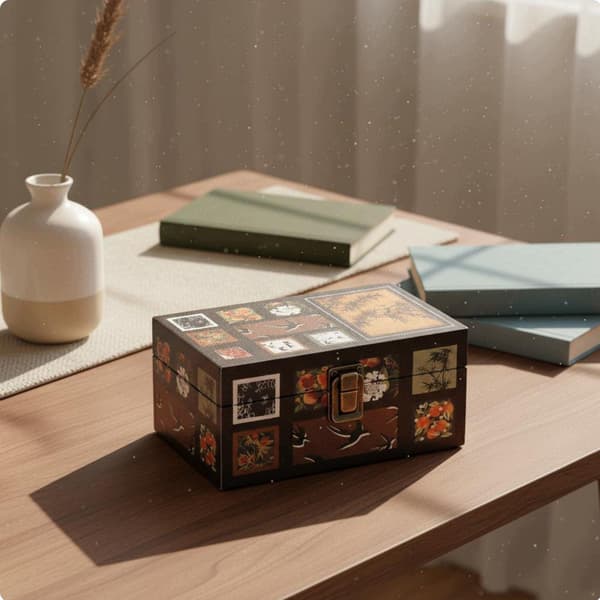 Retro Plaid B wooden storage box