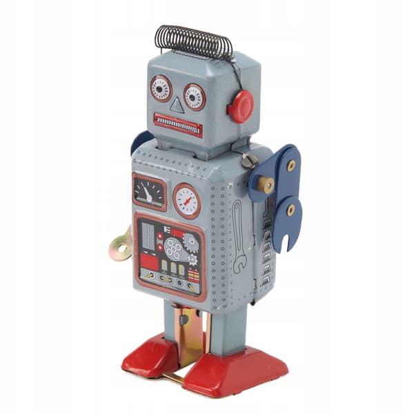 HAND-WINDING RETRO METAL WALKING ROBOT