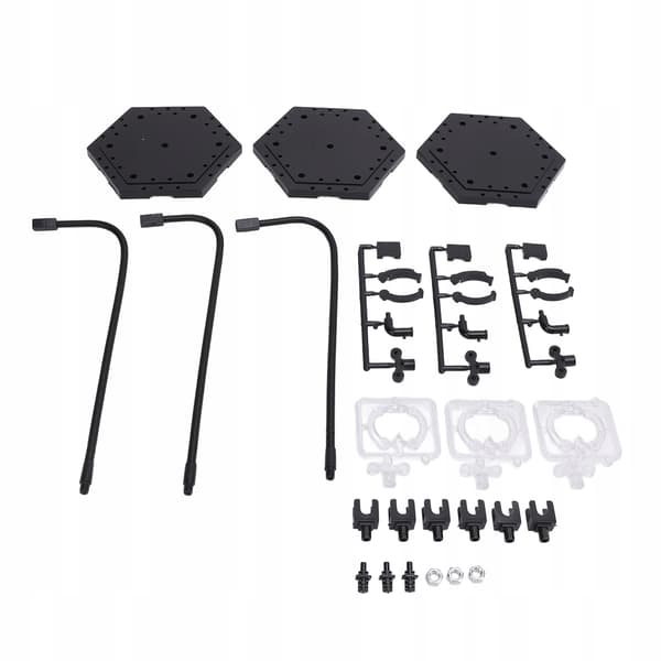 3-pack figurine stand. ABS. Bendable steel base for 64-series dolls