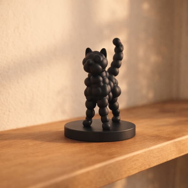 DECORATIVE FIGURINE: BUBBLE CAT ON A STAND FOR INTERIORS – MANY COLOURS AVAILABLE