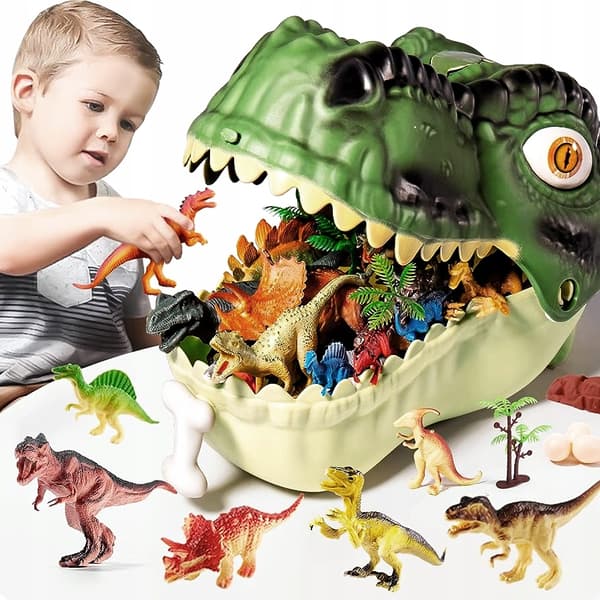 DINOSAURS – LARGE SET: T-REX DINOSAUR FIGURES – Dino Park – SUITCASE