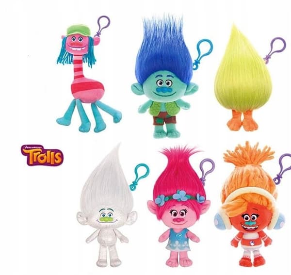 Large plush keyring with a Troll figurine pendant