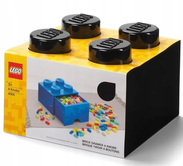 LEGO Container with Drawer – 4 Bricks, 2x2 Container, Large Black Box