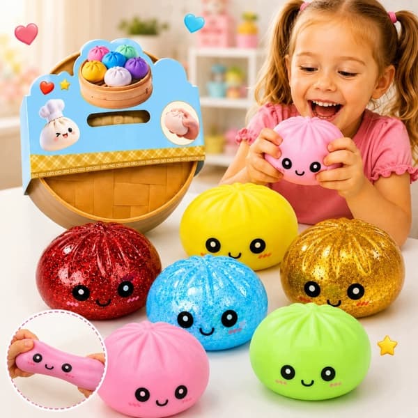 SQUISHY DUMPLING STRESS BALL – 2-piece set: DUMPLING TOY SET