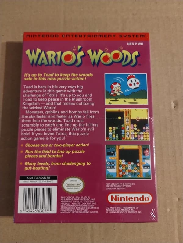 Wario's Woods Nintendo NES NEW US RELEASE