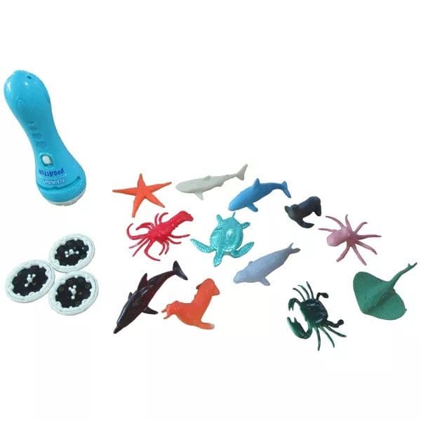 Projector torch with animal figurines – sea creatures