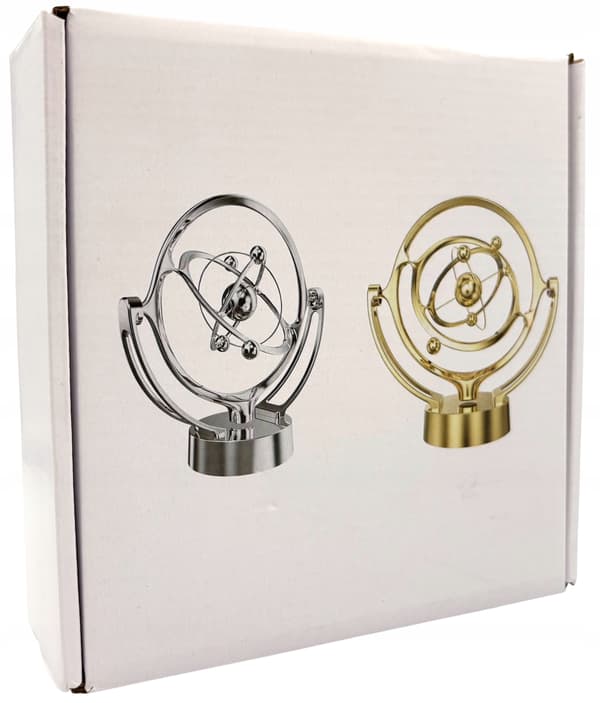Battery-powered perpetual motion machine with a rocket – golden space rocket – space ornament