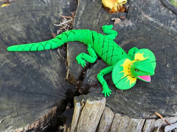 3D segmented frilled lizard – a dynamic figurine, a toy