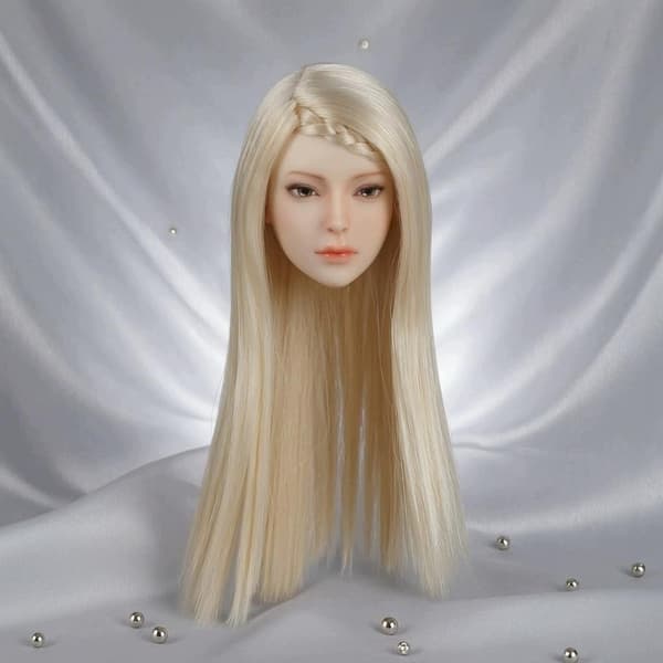 1/6 scale female head sculptures. Customisable, hair-implanted head style C