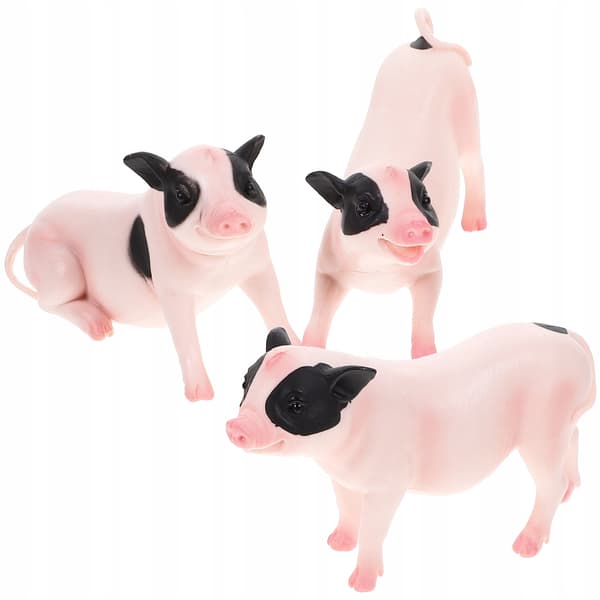 3 PVC PIG FIGURINES – REALISTIC DECORATIONS