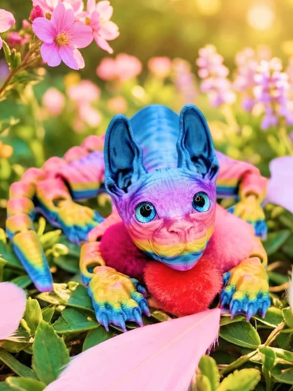 RAINBOW SPHINX KITTY 3D MOVING ANTI-STRESS FIGURINE 3D PRINT