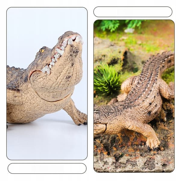 2 PLASTIC CROCODILE FIGURINES, DECORATIVE MODEL