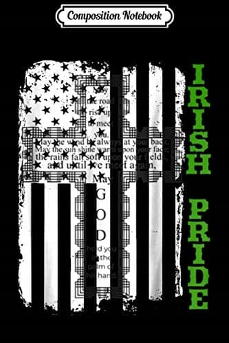 Composition Notebook: Irish Pride – Celtic Cross on a Distressed American Flag