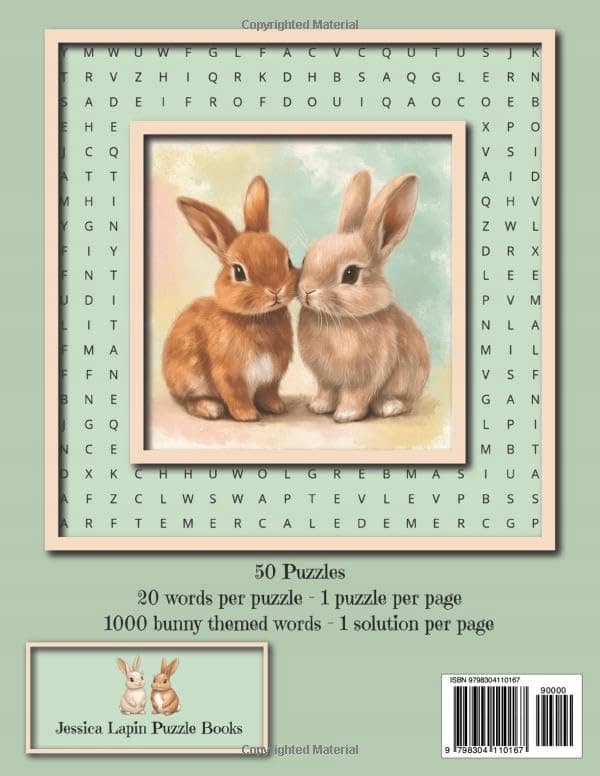 Lapin, Jessica Bunny Word Search Book: Rabbit-themed words in 50 medium-difficulty