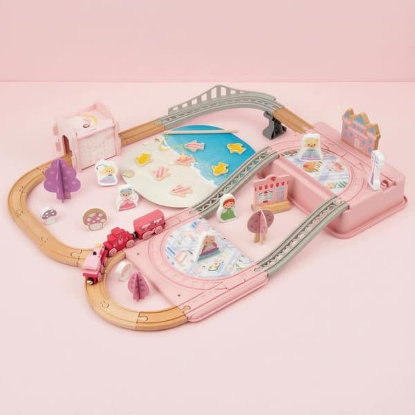 Princess Train Playset: Elevated Bridge – Wooden Train Track Set – Ingenious