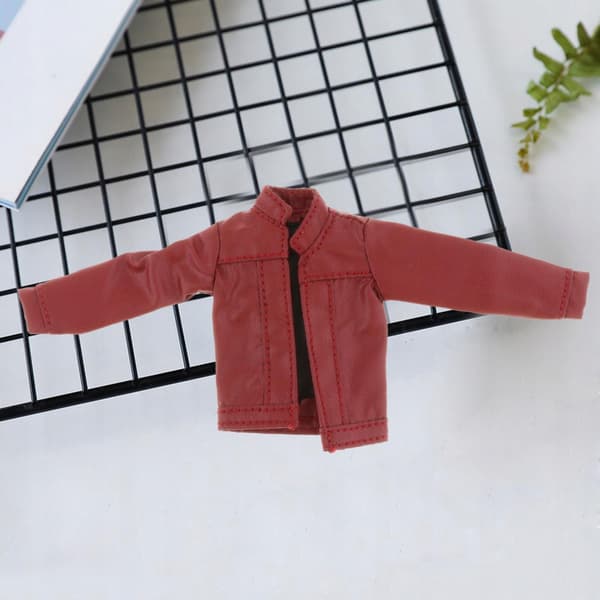 Miniature coat: Faux leather soldier’s jacket – Biker Open Front Jacket, red